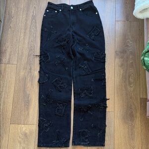 High-Rise Black Distressed Women’s Jeans